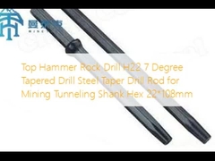 Top Hammer Rock Drill H22 7 độ Taper Drill Rod cho khai thác mỏ đường hầm Shank Hex 22 * 108mm